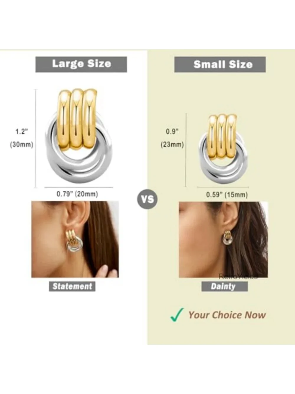 Chunky Knot Dangle Earrings 14K Gold Plated Statement Drop Jewelry